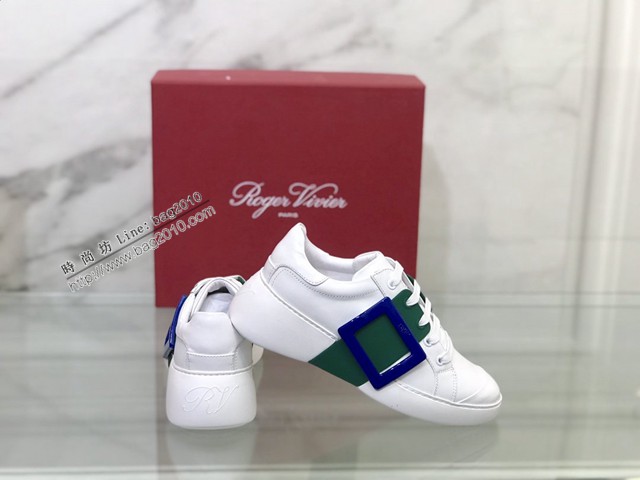 Roger vivier時尚女鞋 RV21早春新款方扣小白鞋運動休閒鞋 dx2963
